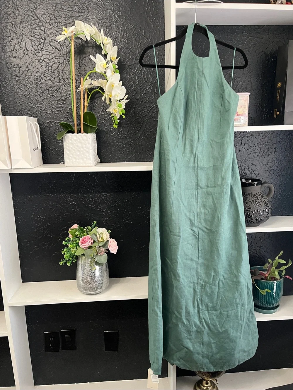Abercrombie & Fitch Sage Green Maxi Halter Dress
